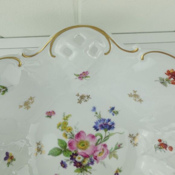 Reichenbach Reticulated Porcelain Footed Serving Bowl Centerpiece Germany - Picture 3 of 16